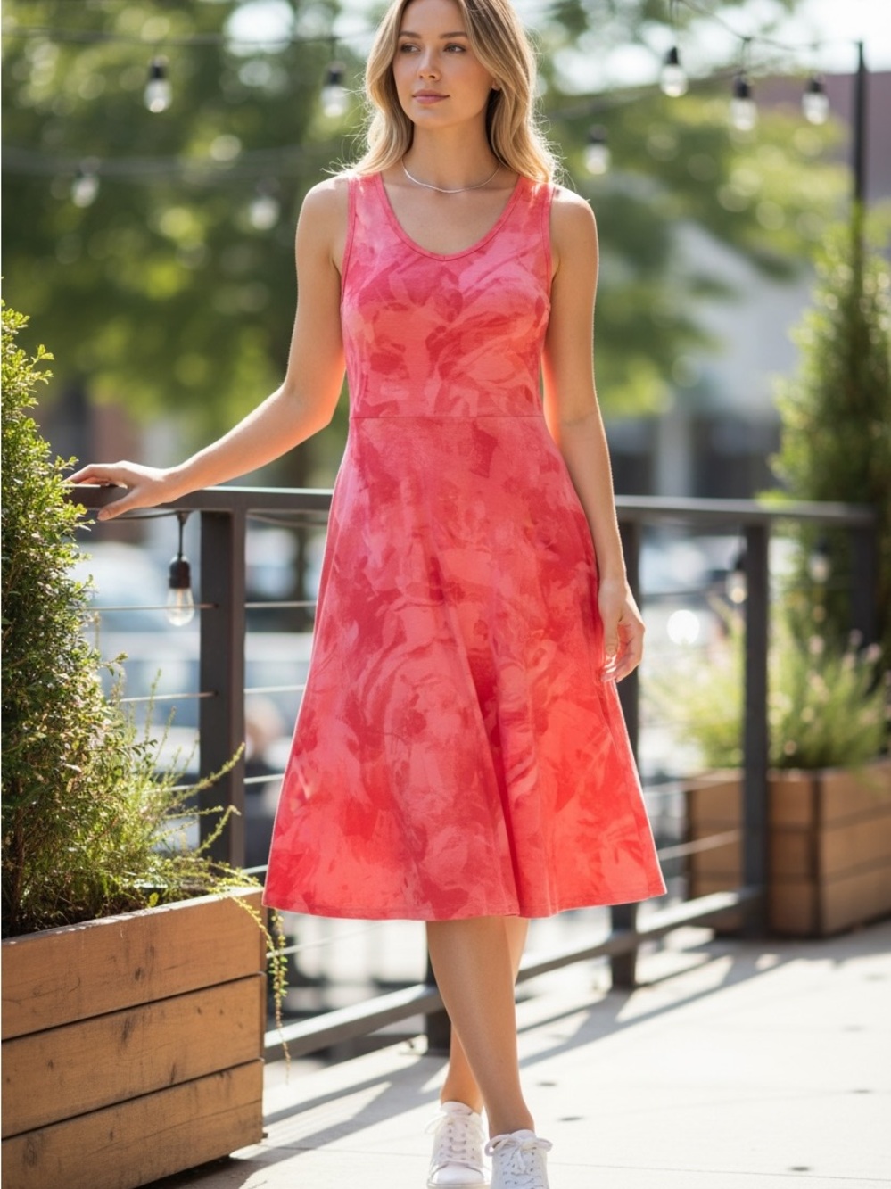 LuLaRoe Sleeveless Coral-Blend Midi Dress